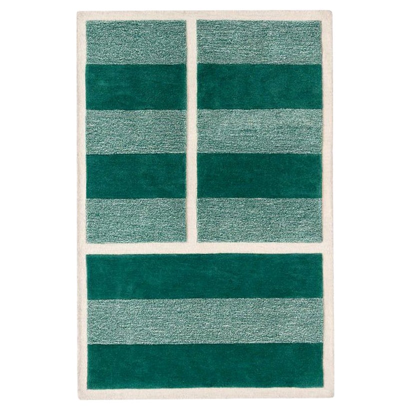 "Court Series" Grass Court Rug by Pieces, Modern Hand-Tufted Stripe Sporty Rug