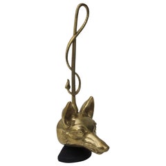 Door Stop with Fox Head and Riding Crop in Brass