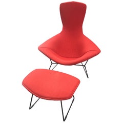 Vintage Harry Bertoia Bird Chair and Ottoman for Knoll