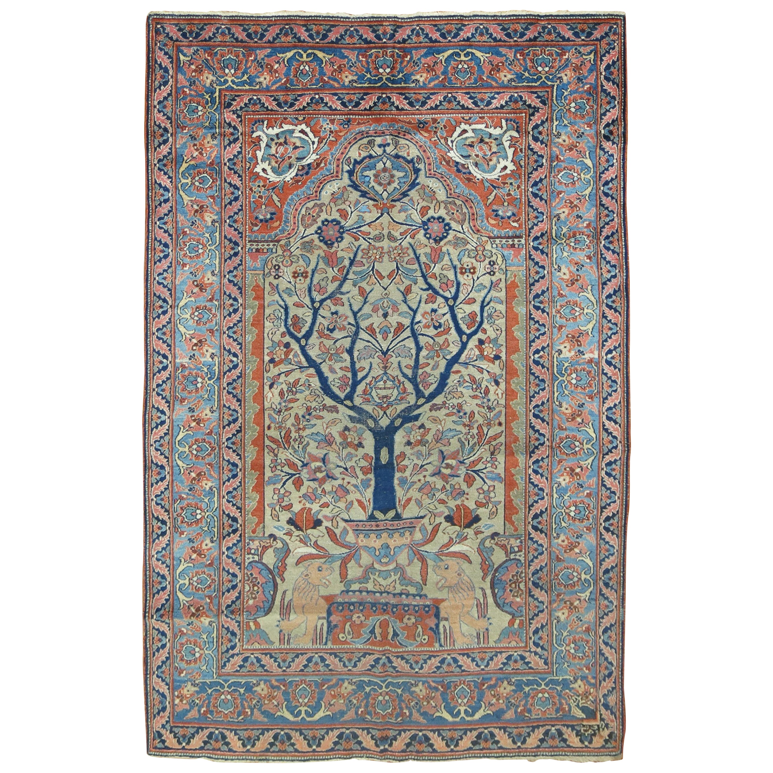 Persian Pictorial Rug with Hebrew Inscription For Sale at 1stDibs