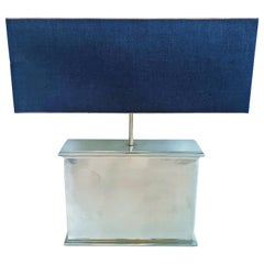 Large Silver Plated Table Lamp by CH Collection, Italy, circa 1970