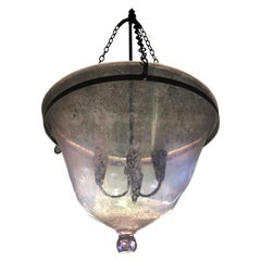 Rare French Purple Glass Melon Cloche Light