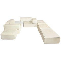 Sormani, Claudio Salocchi Palone Modular White Leather Sectional, Italy, 1970s