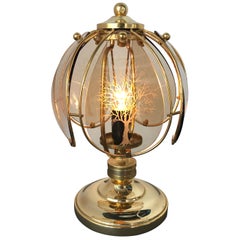 Mid-Century Brass and Etched Glass Table Lamp from Wortmann & Filz, 1950s