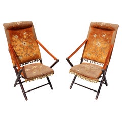 Antique 19th Century Phillippine Pair of Red Velvet Armchairs