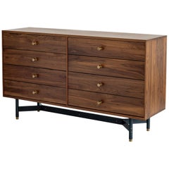 Ac11, Solid Walnut Credenza, or Dresser with Bronze Pulls and Dovetail Joinery