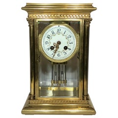 Antique French Bronze Clock with Mercury Pendulum, circa 1880-1890