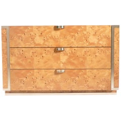 Small Chest of Drawers Burl and Brass J. C. Mahey, 1970s