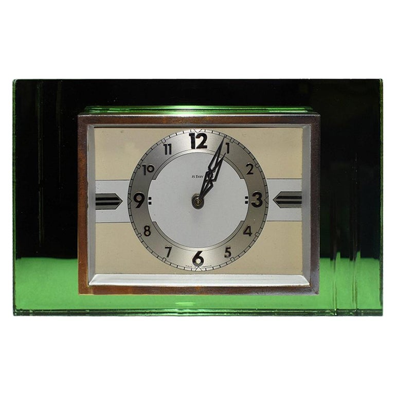 Rare Modernist 1930s Wall Clock 18 Day Movement For At 1stdibs 1930s Art Deco Green Mirror And Chrome Clock With 8 Day Movement