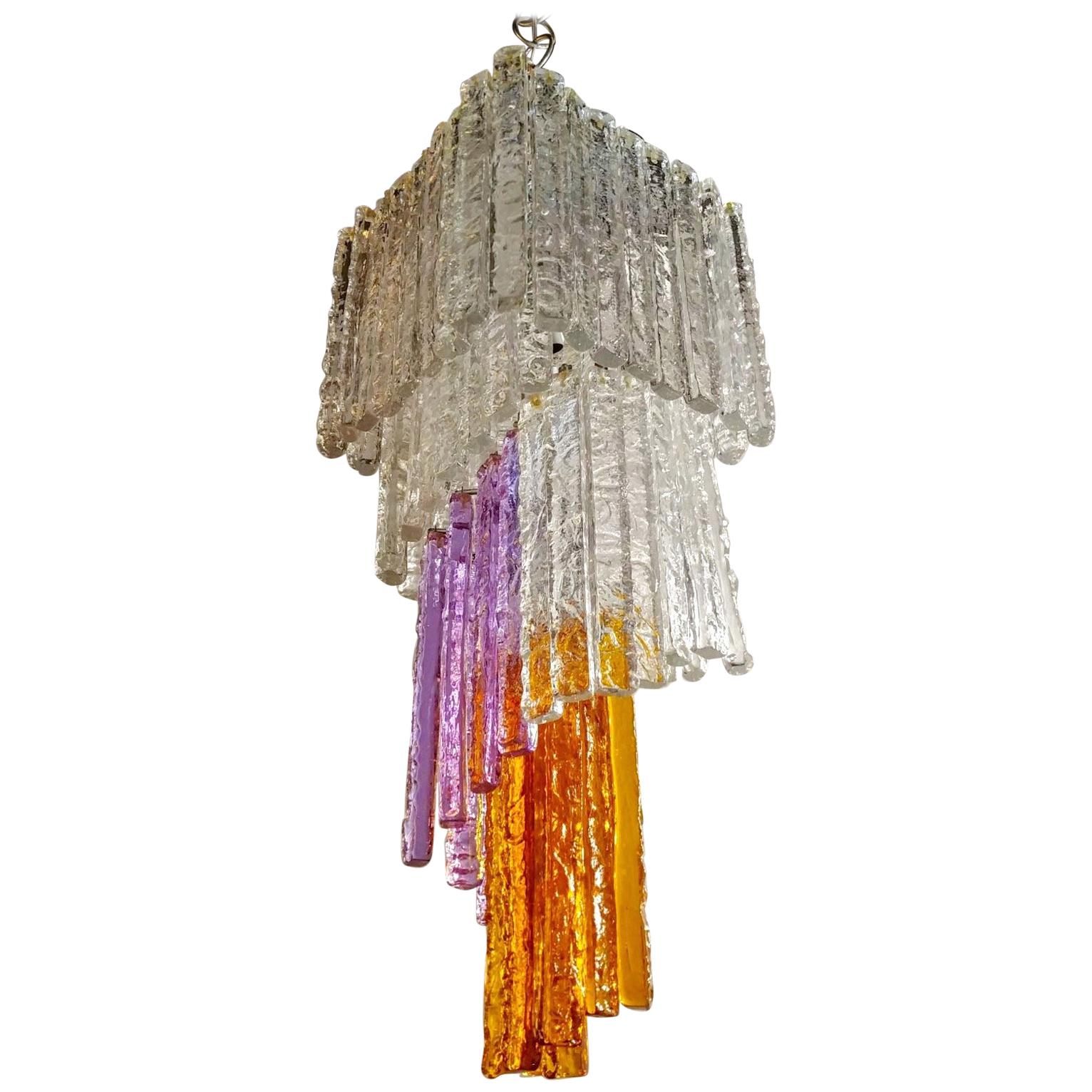 Italian Venini Chandelier in Multi-Color, 1970s