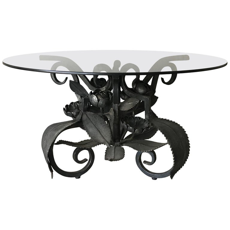 Midcentury Wrought Iron With Round Circular Gl Top Coffee Or Midcentury Wrought Iron With Round Circular Gl Top Coffee Or Tail Table For