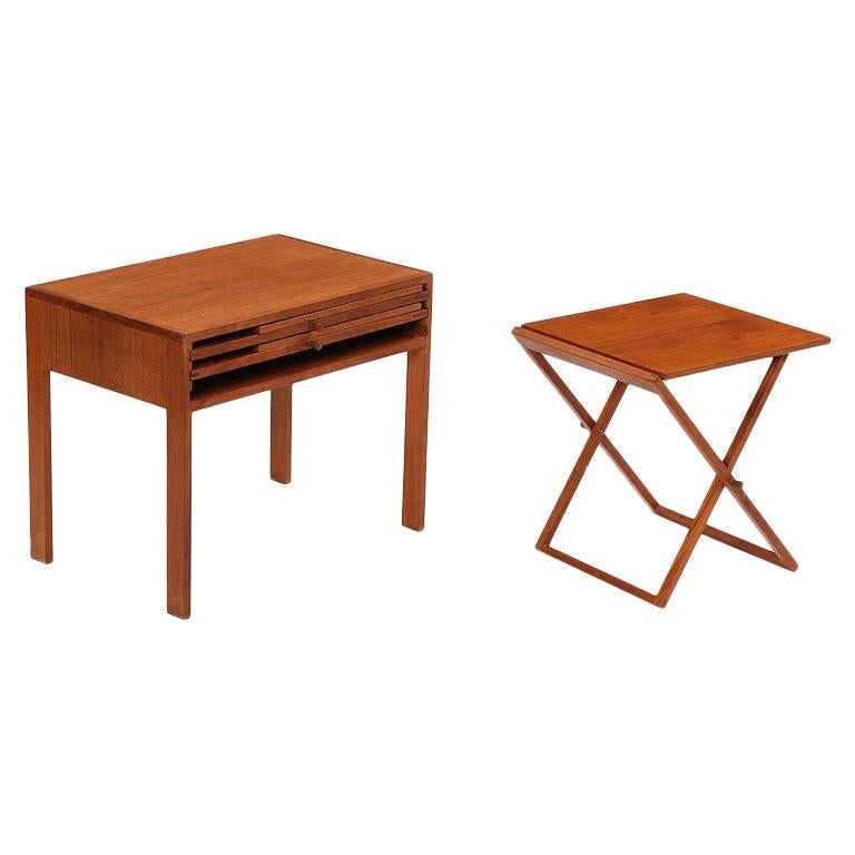 Teak Folding Tables by Illum Wikkelso For Sale