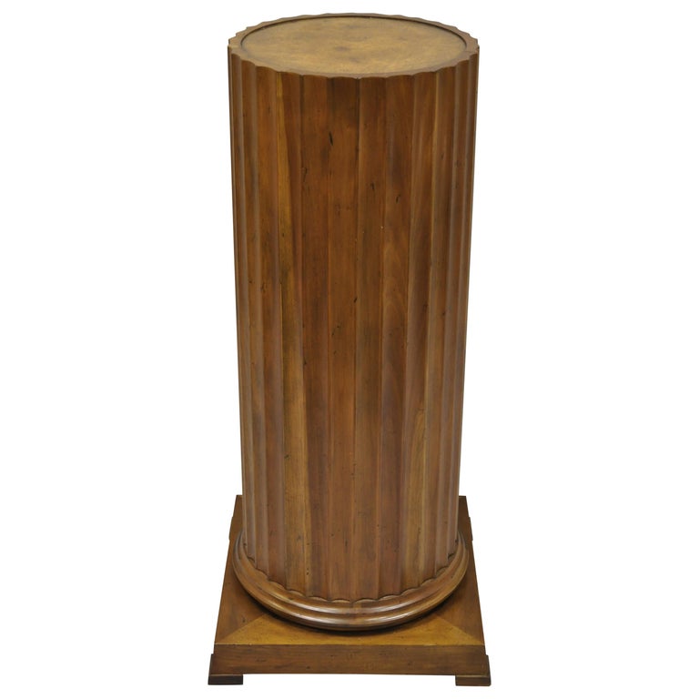 Baker Furniture Fluted Column Cherry And Burl Wood Top Pedestal Baker Furniture Fluted Column Cherry And Burl Wood Top Pedestal Plant Stand For