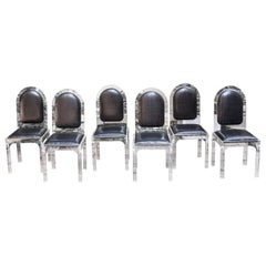 Jet Set Style Dining Chairs with Bottega Veneta Leather