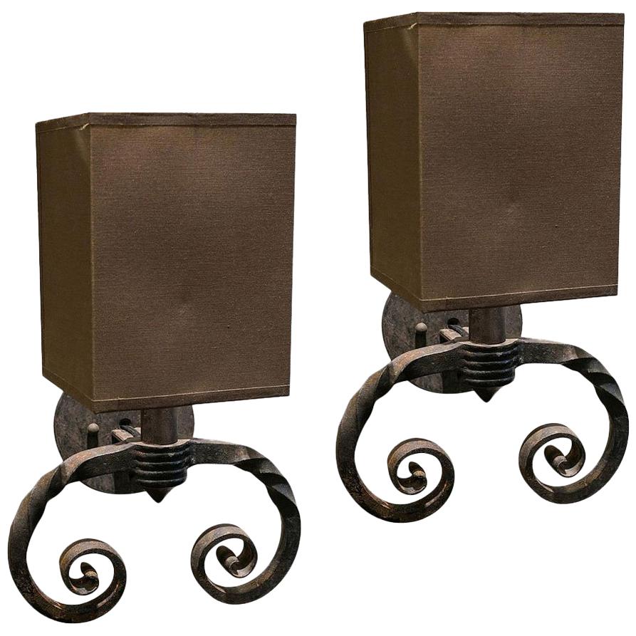 Pair of Single Light Iron Sconces