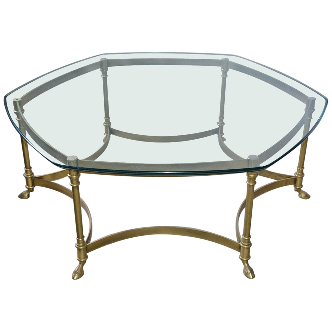 Classic Brass and Glass Coffee Table by LaBarge For Sale at 1stDibs