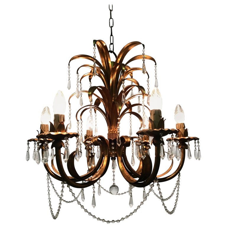 1960s Palm Beach Style Frond Chandelier At 1stdibs Beautiful Hollywood Regency Style Palm Tree Chandelier Circa 1960s