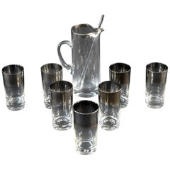 Midcentury Chromed Glasses and Pitcher Set