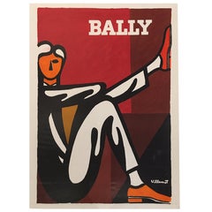 Original Vintage Poster VILLEMOT BERNARD BALLY MAN SHOES 1986 LITHOGRAPH