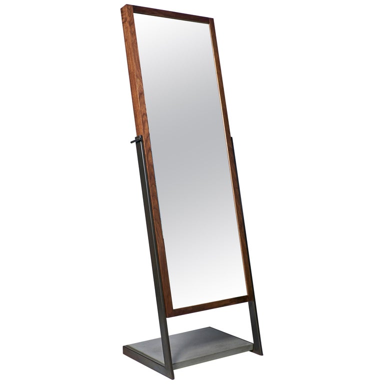 Lean Full Standing Mirror By Cauv Design Steel Concrete Black Walnut Lean Full Standing Mirror By Cauv Design Steel Concrete Black Walnut For