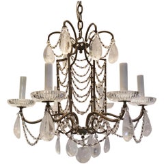 Wonderful French Beaded Swag Rock Crystal Maison Baguès Bird Cage Chandelier