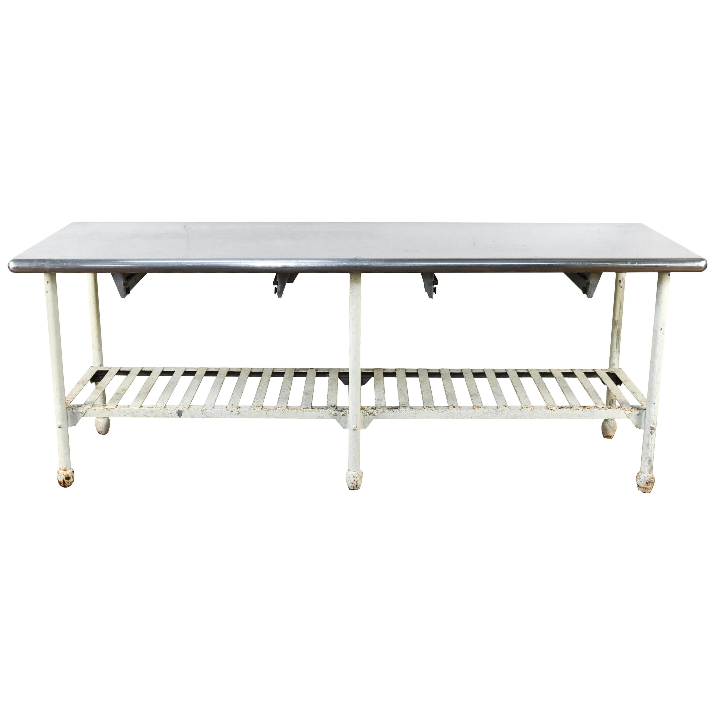 Industrial Table with Iron Base and Stainless Steel Top