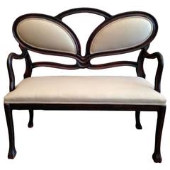 Antique Spanish Nouveau "Dragonfly" Settee or Bench