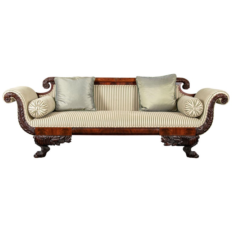 American Federal Carved Mahogany Sofa For At 1stdibs American Federal Carved Mahogany Sofa For