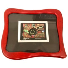 Rare Print by Hundertwasser in Aluminum Foil Framed