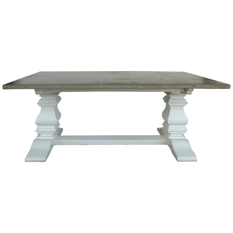 Polished Concrete Slab Dining Table With Painted Wood Base For Polished Concrete Slab Dining Table With Painted Wood Base For