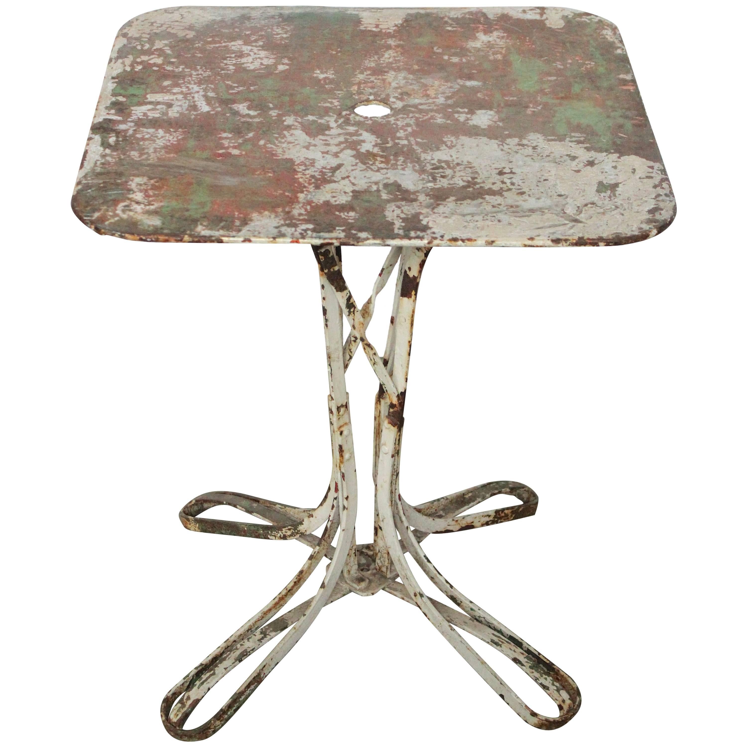 French Garden Table with Distressed Paint Finish