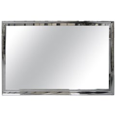 Large Chrome Framed Beveled Mirror