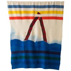'Triangle 1' Quilt Painting Wool Tapestry Textile Art, in Stock