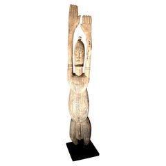African Dogon Large Carved Wood Tintam Figure Sculpture with Stand