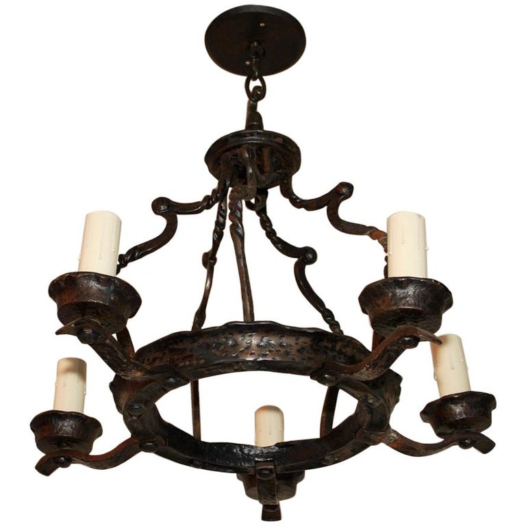 Elegant Small 1920s Cast Iron Chandelier For At 1stdibs Elegant Small 1920s Cast Iron Chandelier For