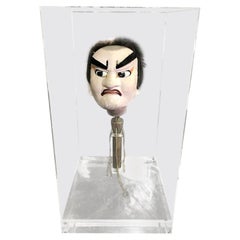 Japanese Bunraku Ningyo Joruri Meiji Puppet Head in Display Case