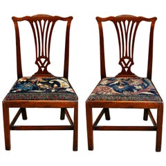 Mid-18th Century American Walnut Chippendale Chairs with Ushak Seats