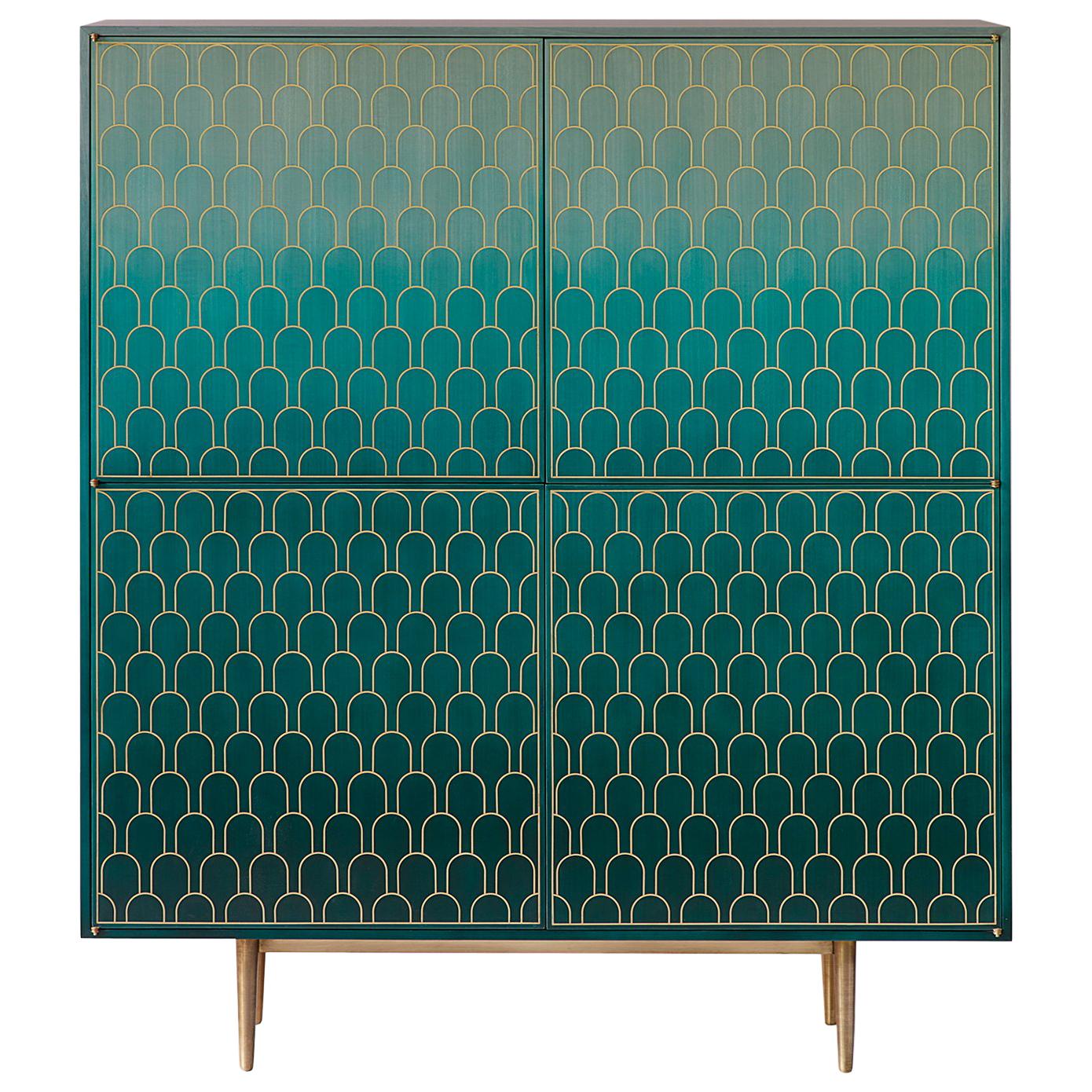 Bethan Gray Nizwa 2x2 Cabinet Jade and Brass For Sale
