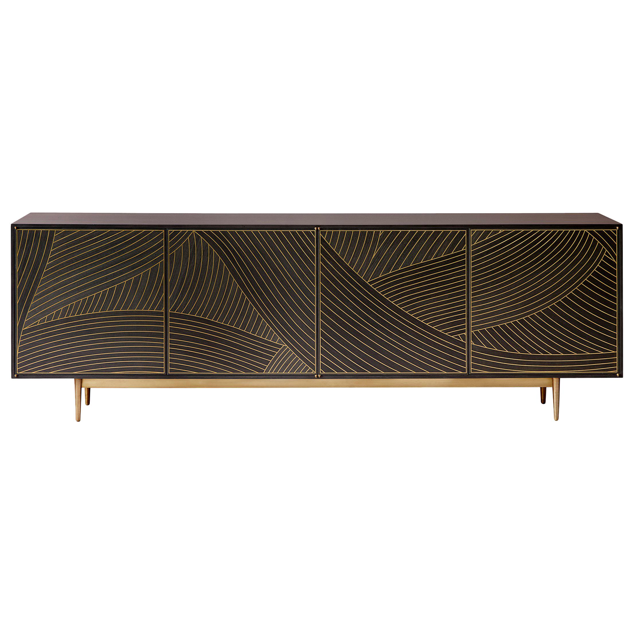 Bethan Gray Dhow Four Door Cabinet in Charcoal and Brass