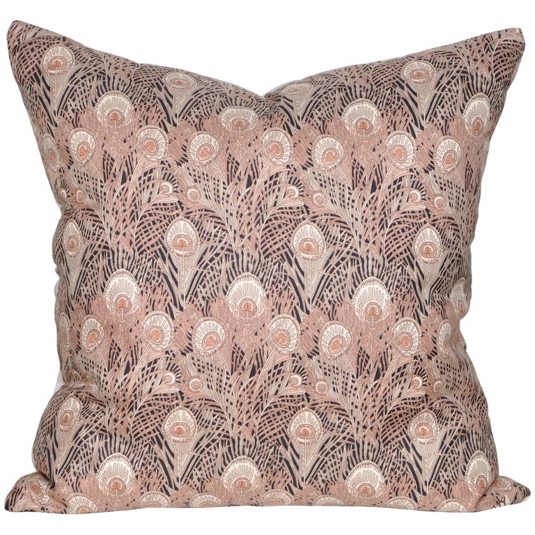 Vintage Liberty of London Peacock Feather Silk Fabric Irish Linen