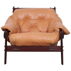 Percival Lafer Model MP-41 Original Leather Lounge Chair, Brazil, 1970s