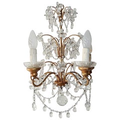 French Murano Drops Flowers and Swags Chandelier, circa 1920