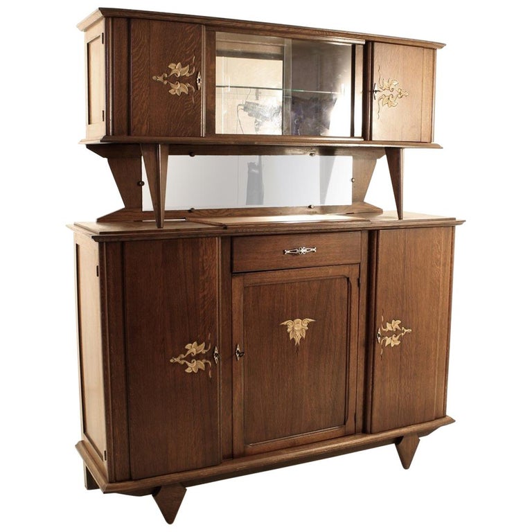 French Art Nouveau Buffet, Oak and Elm Bulm, circa 1910 For Sale at 1stdibs