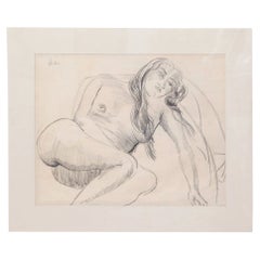 Vintage  1930s Pencil Drawing of Female Nude by Sir Jacob Epstein