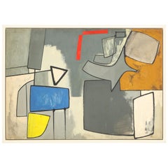 Nell Blaine "Abstraction with Blue, Red and Yellow" Oil on Canvas, USA, 1944