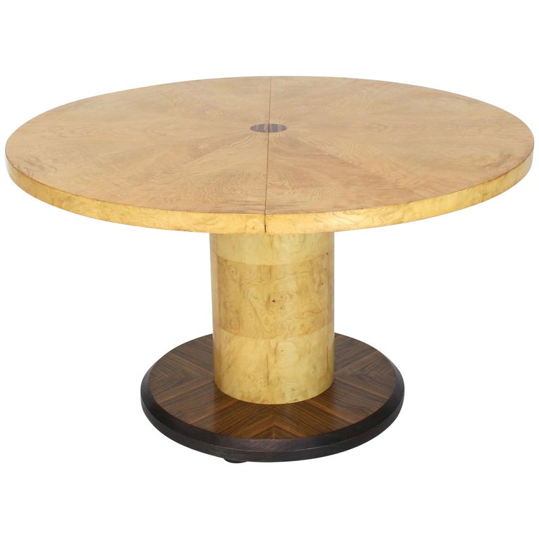 Round Single Cylinder Pedestal Base Burl Game Low Dining Table 1