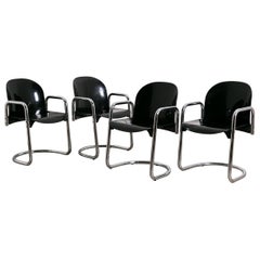 Black Fibreglass Dialogo Dining Chair Set by Tobia & Afra Scarpa, 1970, Italy