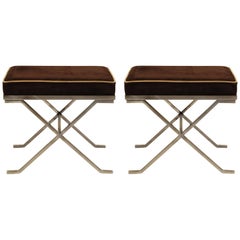 Pair of Modern Neoclassical Benches or Stools in the Manner of Jean-Michel Frank