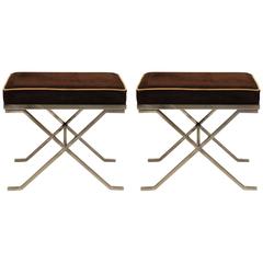 Pair of Modern Neoclassical Benches or Stools in the Manner of Jean-Michel Frank 9