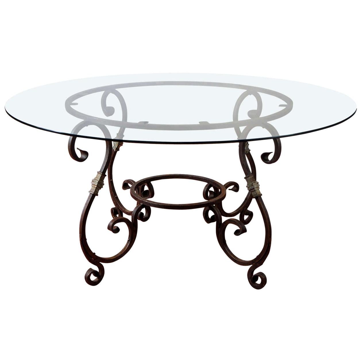 Round French Metal Base Dining Table